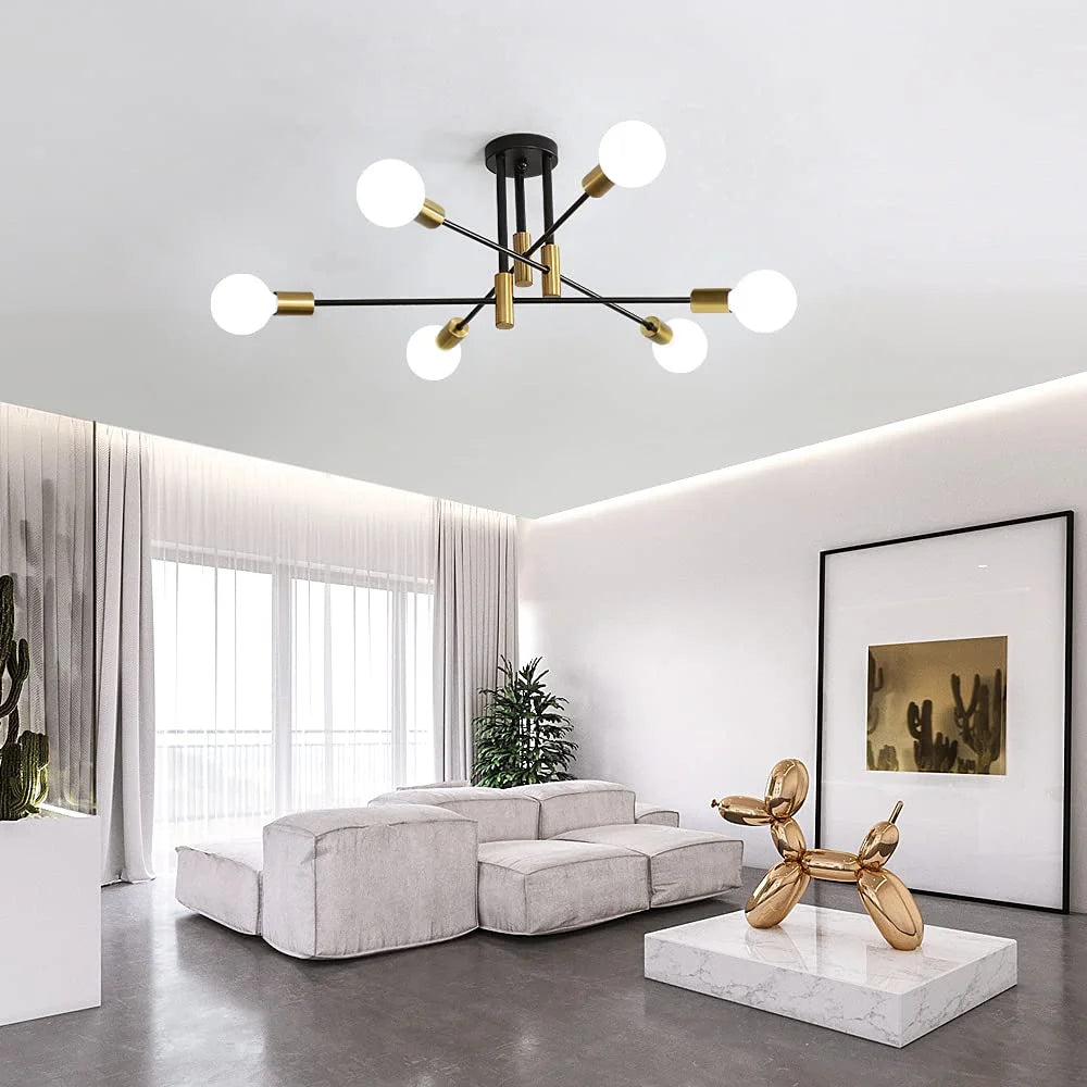 Modern Nordic E27 Black Gold LED Ceiling Chandeliers Indoor Lighting Fixtures for Bedroom Living Room Cloakroom Lampara