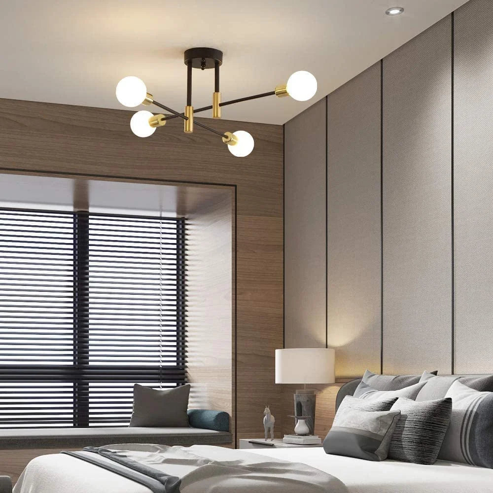 Modern Nordic E27 Black Gold LED Ceiling Chandeliers Indoor Lighting Fixtures for Bedroom Living Room Cloakroom Lampara