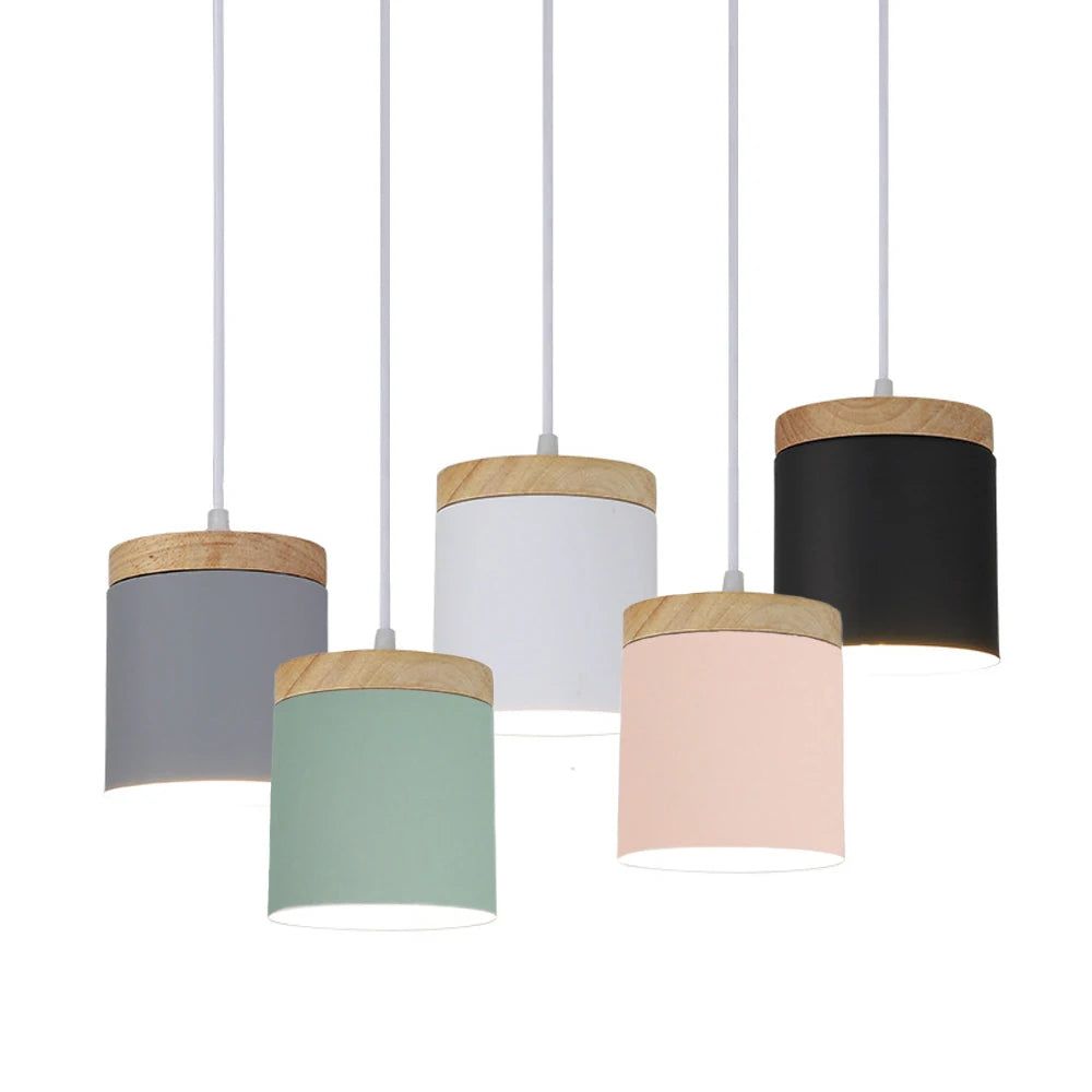 Nordic Modern E27 Wood Pendant Lights Living Room Bar Dining Table Bedside Decorative Lighting Fixtures