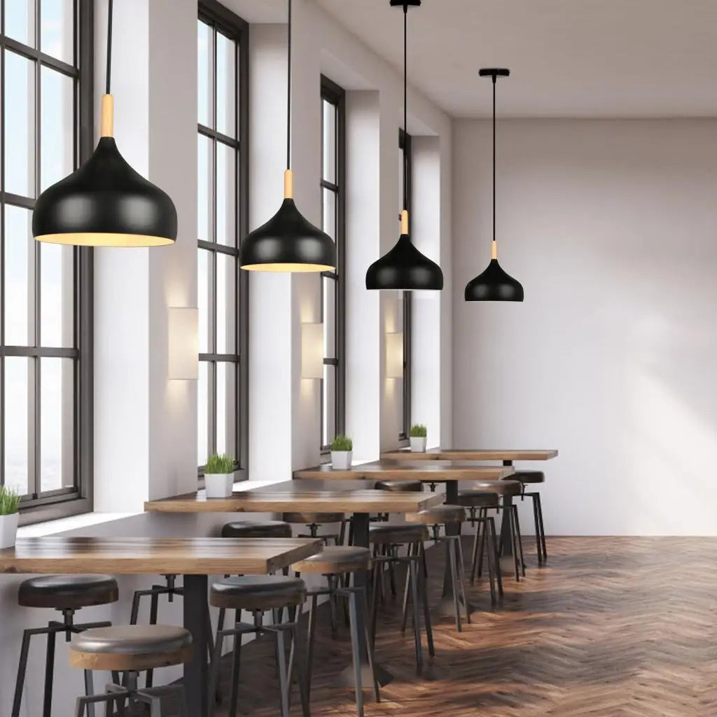 Nordic Modern Restaurant Decor Pendant Lights Wood Aluminum Lampshade Fixtures Lighting E27 Hanging Lamps suspension luminaire