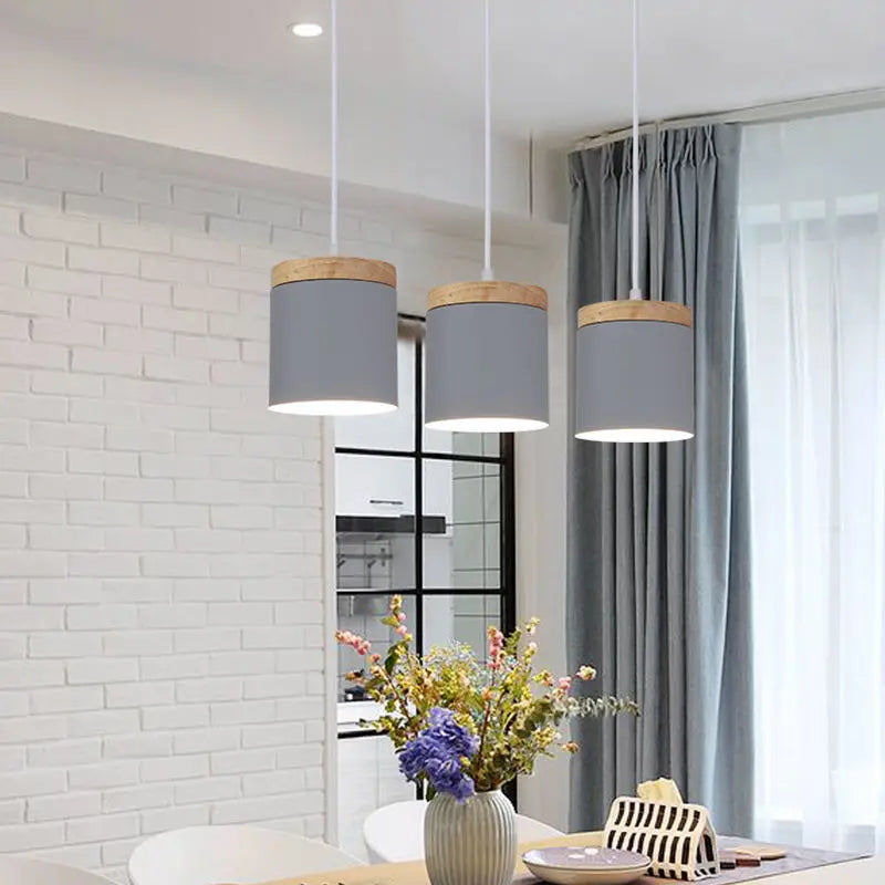 Nordic Modern E27 Wood Pendant Lights Living Room Bar Dining Table Bedside Decorative Lighting Fixtures