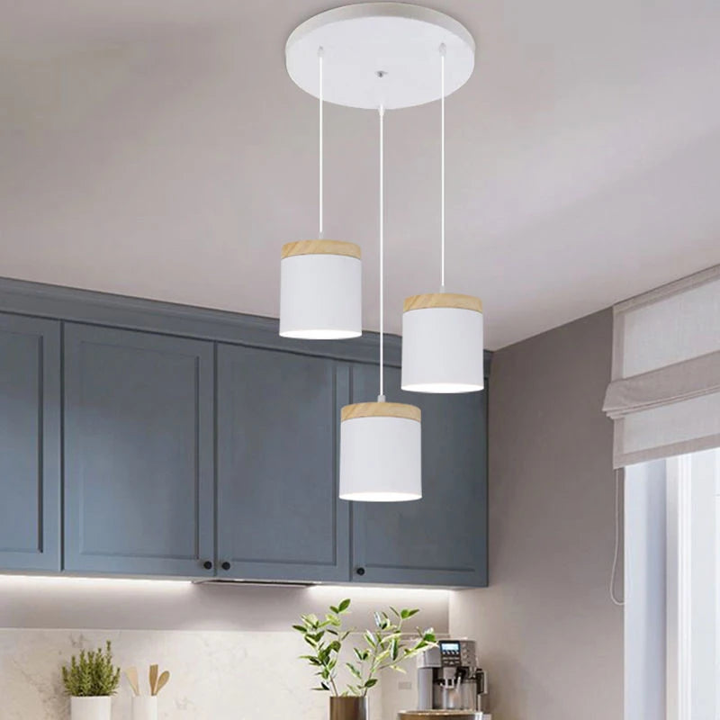 Nordic Modern E27 Wood Pendant Lights Living Room Bar Dining Table Bedside Decorative Lighting Fixtures