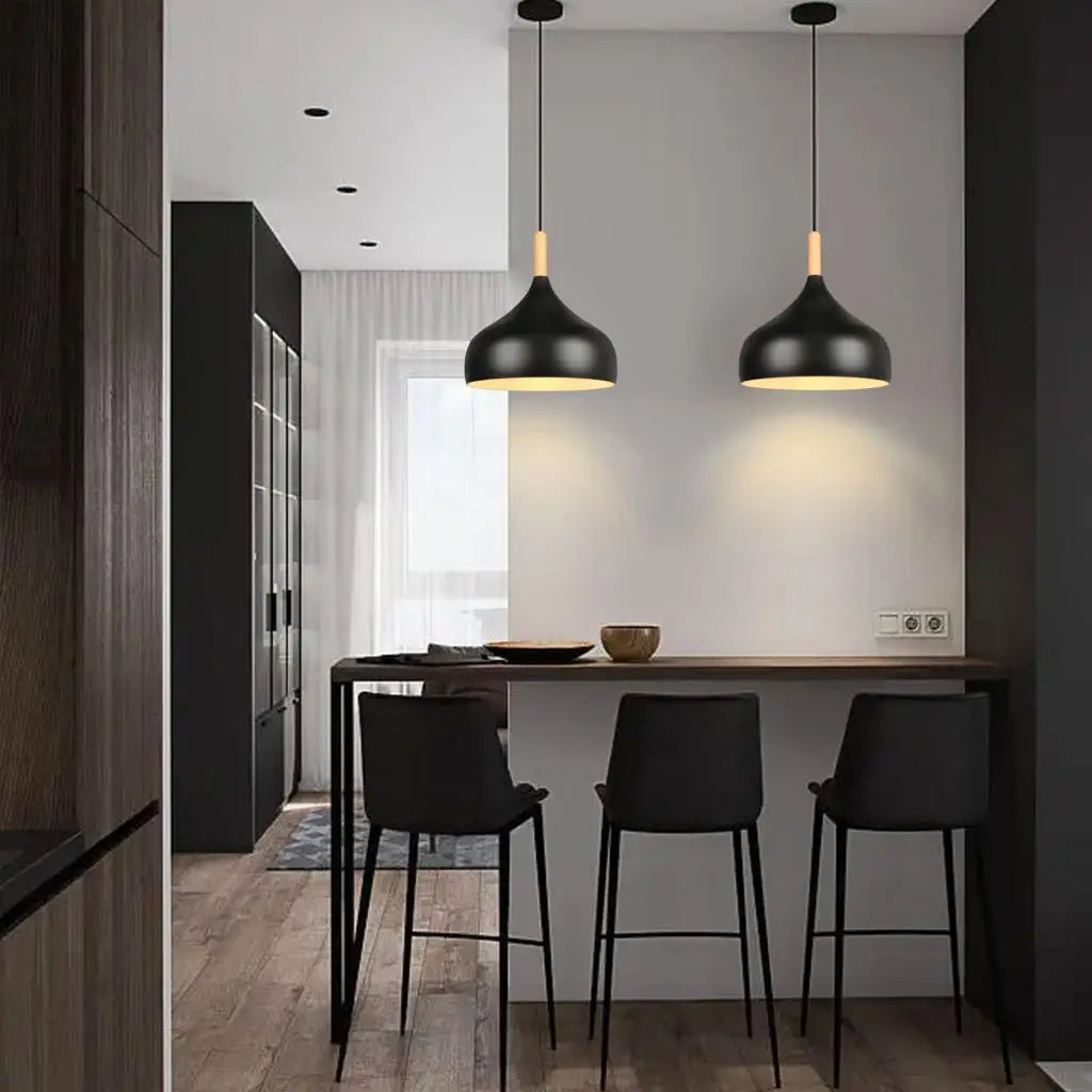 Nordic Modern Restaurant Decor Pendant Lights Wood Aluminum Lampshade Fixtures Lighting E27 Hanging Lamps suspension luminaire