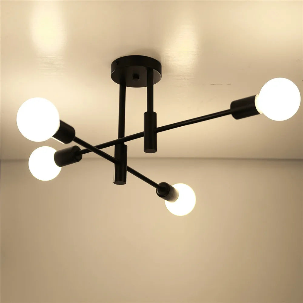 Modern Nordic E27 Black Gold LED Ceiling Chandeliers Indoor Lighting Fixtures for Bedroom Living Room Cloakroom Lampara