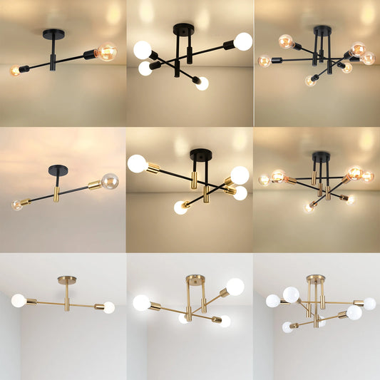Modern Nordic E27 Black Gold LED Ceiling Chandeliers Indoor Lighting Fixtures for Bedroom Living Room Cloakroom Lampara